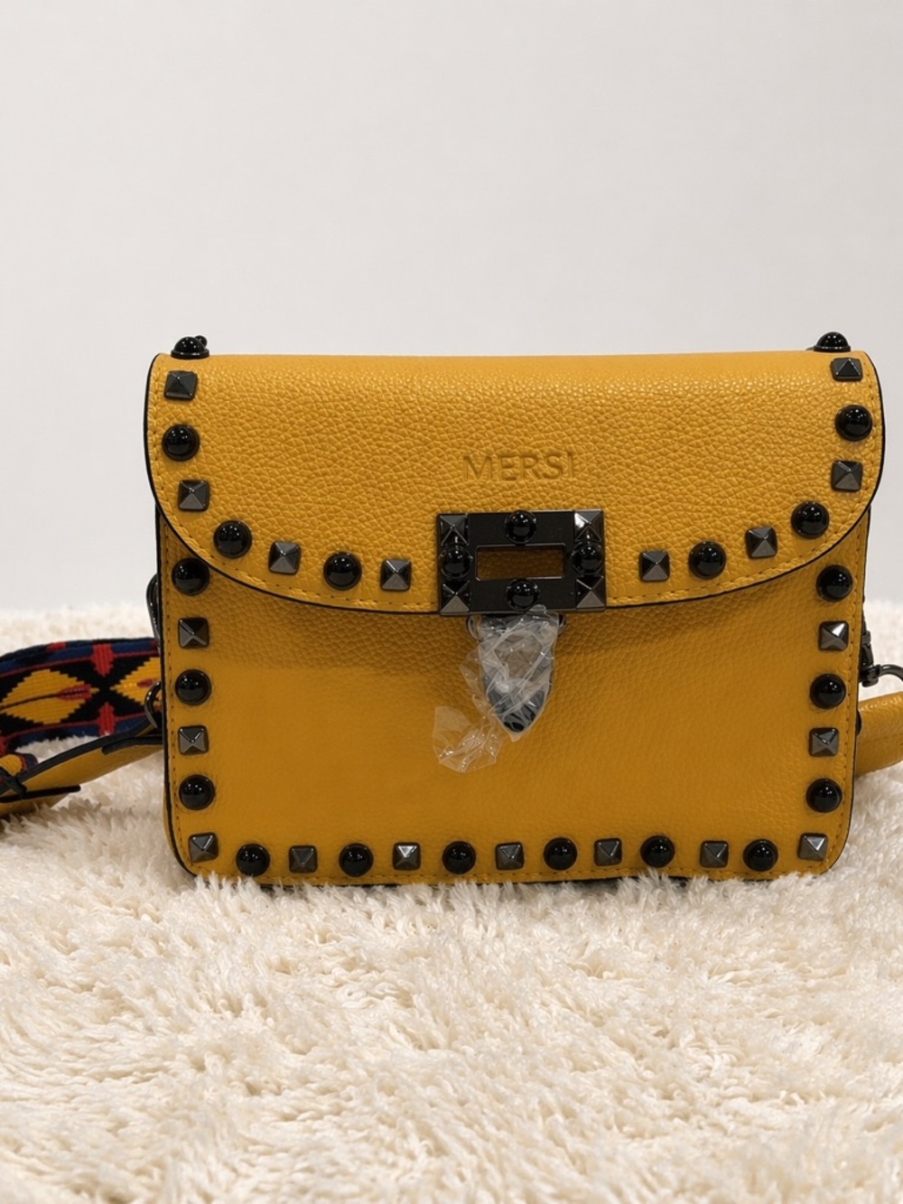 Mersi Yellow Ruby Studded Crossbody NWOT